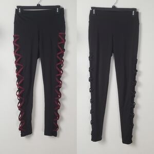 Black Burgundy Athletic Leggings Pants Bundle Size Small/Medium